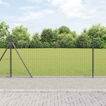 Zaun mit Pfosten Grau 1 x 10 m Stahl und PVC