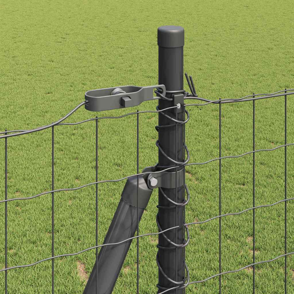 Zaun mit Pfosten Grau 1,6 x 10 m Stahl und PVC