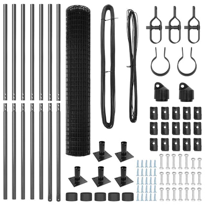 Zaun mit Pfosten Grau 1,6 x 10 m Stahl und PVC