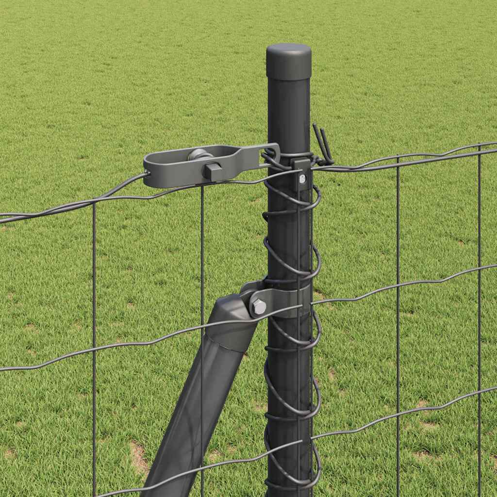 Zaun mit Pfosten Grau 1,4 x 10 m Stahl und PVC