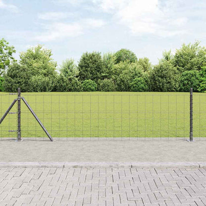 Zaun mit Pfosten Grau 0,6 x 10 m Stahl und PVC
