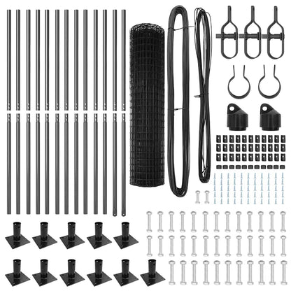 Zaun mit Pfosten Grau 0,8 x 25 m Stahl und PVC
