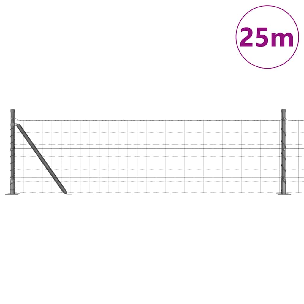 Zaun mit Pfosten Grau 0,4 x 25 m Stahl und PVC