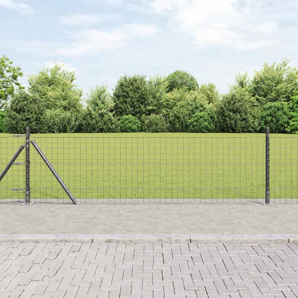 Zaun mit Pfosten Grau 0,4 x 50 m Stahl und PVC