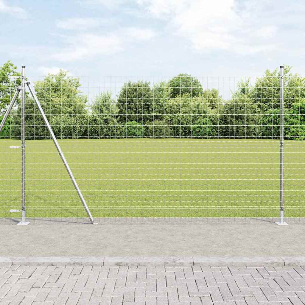 Zaun mit Pfosten Silber 1,5 x 10 m Stahl