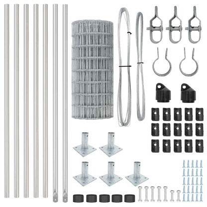 Zaun mit Pfosten Silber 0,6 x 10 m Stahl