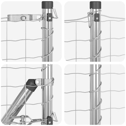 Zaun mit Pfosten Silber 0,6 x 25 m Stahl