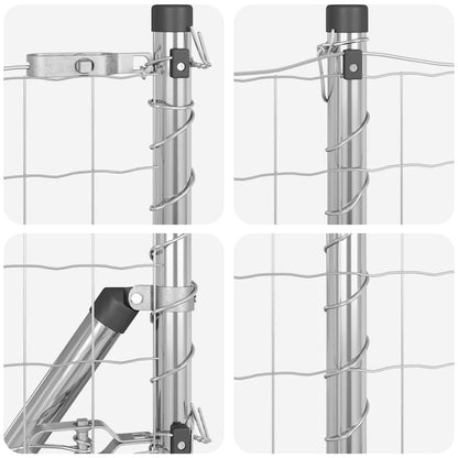 Zaun mit Pfosten Silber 0,6 x 25 m Stahl