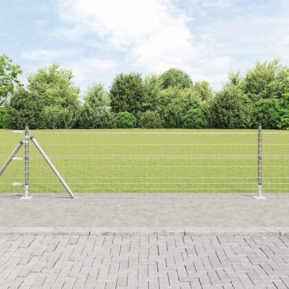Zaun mit Pfosten Silber 0,6 x 50 m Stahl