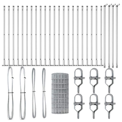 Zaun mit Pfosten Silber 0,6 x 50 m Stahl