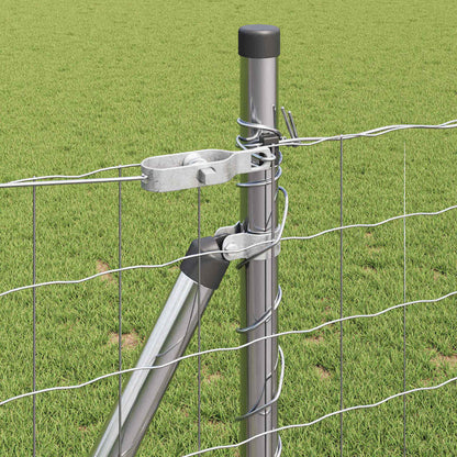 Zaun mit Pfosten Silber 0,8 x 25 m Stahl