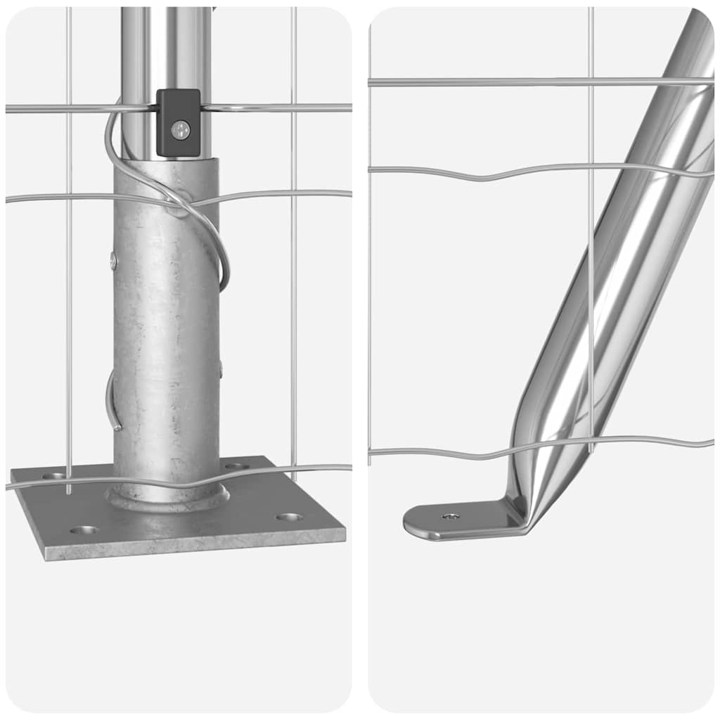 Zaun mit Pfosten Silber 0,6 x 50 m Stahl