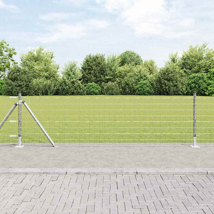 Zaun mit Pfosten Silber 0,6 x 50 m Stahl