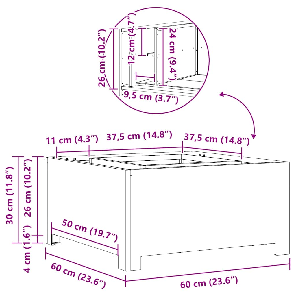 Feuerstelle Schwarz 60 x 60 x 30 cm Stahl