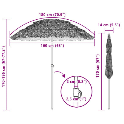 Strandparasol Natur 255 x 255 x 255 cm Polyester und Stahl