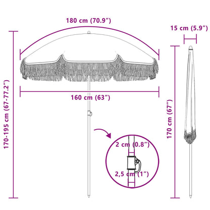 Strandparasol Grau und Weiß 160 x 160 x 196 cm