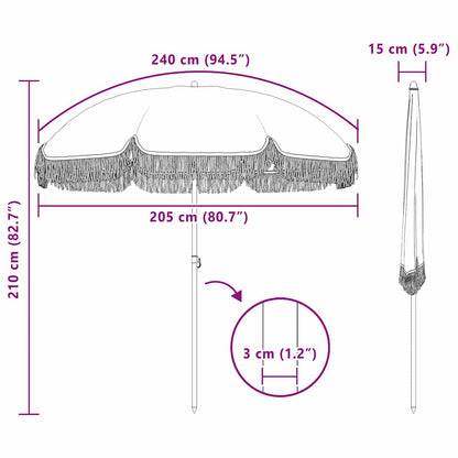 Strandparasol Grau und Weiß 205 x 205 x 210 cm
