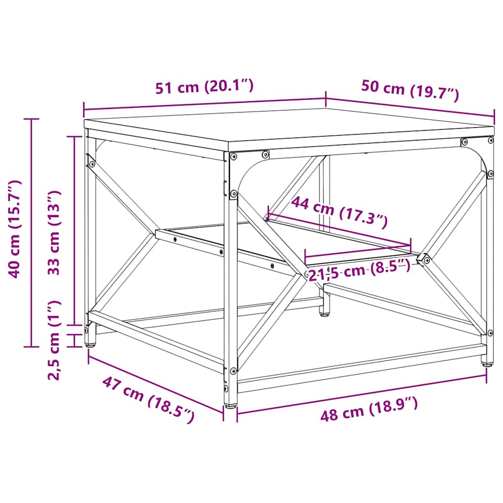 Couchtisch Geräucherte Eiche 51 x 50 x 40 cm