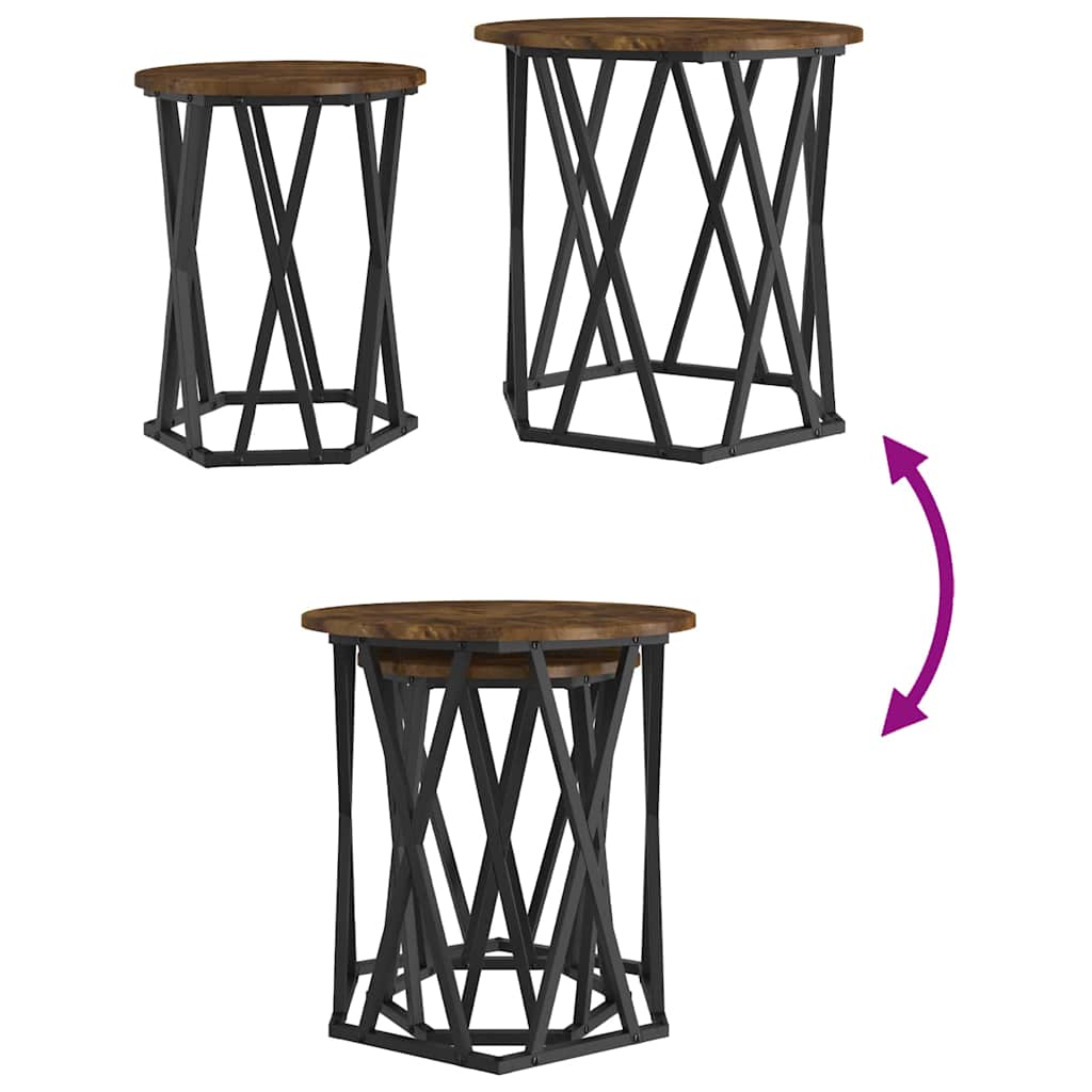 Couchtisch 2 pcs Geräucherte Eiche Ingenieure Holz und Stahl