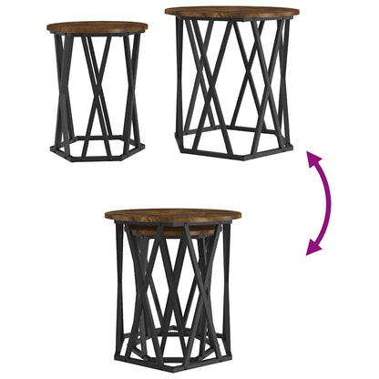 Couchtisch 2 pcs Geräucherte Eiche Ingenieure Holz und Stahl