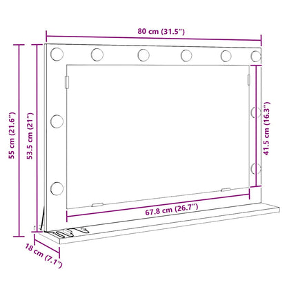 Waschtischspiegel Schwarz Eichen-Optik 80 x 15 x 18 cm