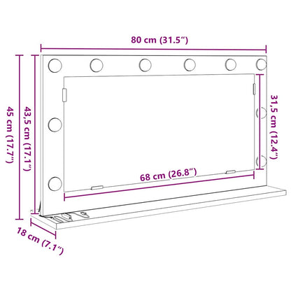 Waschtischspiegel Rechtwinklig Beton Grau 80 x 45 x 18 cm