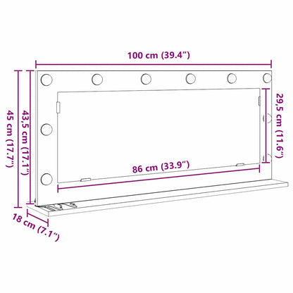 Waschtischspiegel Rechtwinklig Beton Grau 100 x 45 x 18 cm