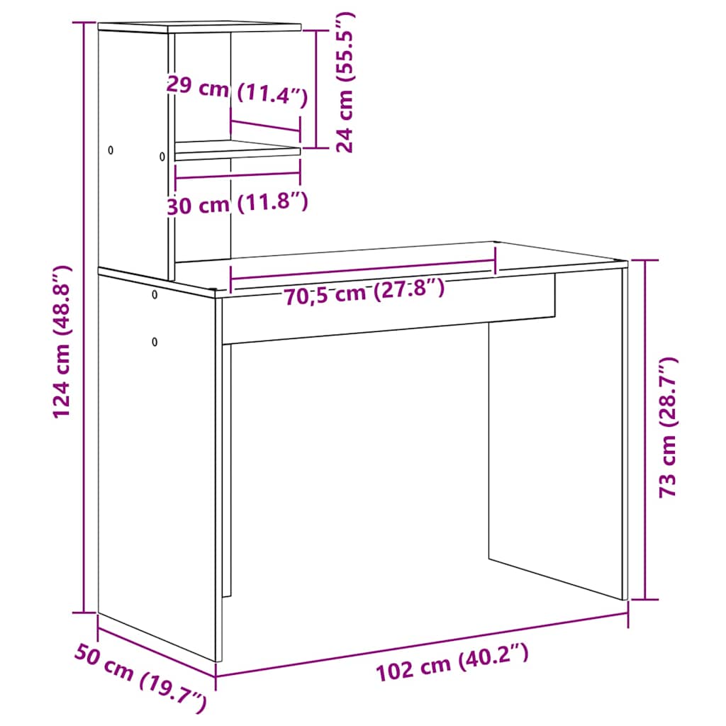 Schreibtisch Sonoma-Eiche 102 x 50 x 124 cm Holzwerkstoff