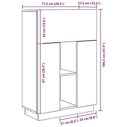 Schreibtisch mit Regal Geräucherte Eiche 71.5 x 31.5 x 106.5 cm