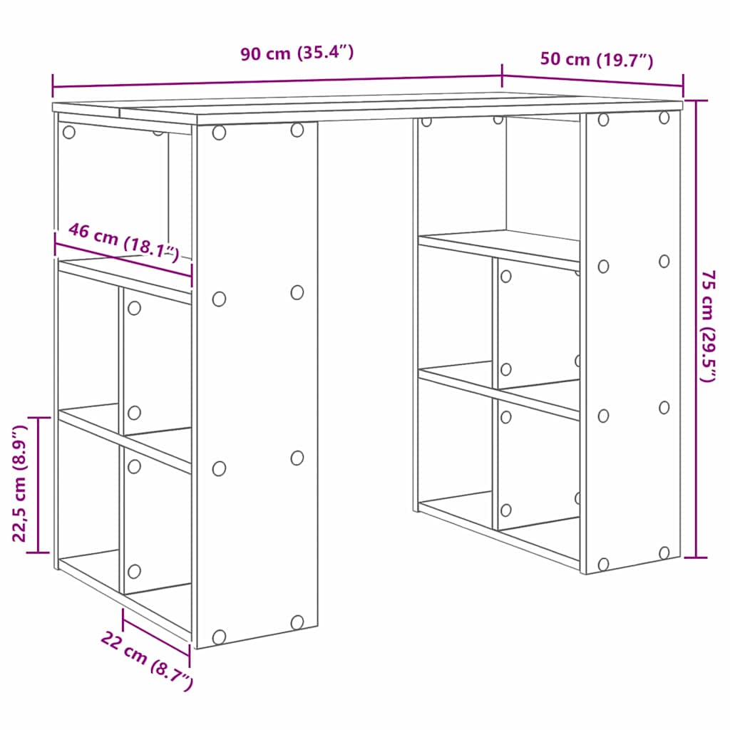 Schreibtisch Sonoma-Eiche 90 x 50 x 75 cm Holzwerkstoff