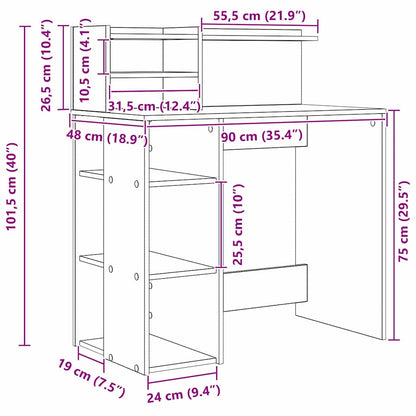 Schreibtisch Sonoma-Eiche 90 x 48 x 101,5 cm Holzwerkstoff