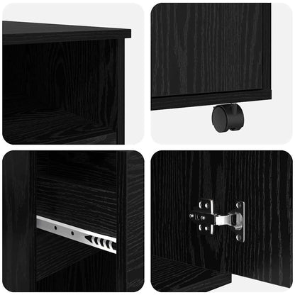 Tisch mit Rädern mit Regal Schwarz Eichen-Optik 91 x 50 x 77 cm