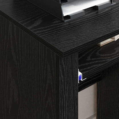 Tisch mit Rädern mit Regal Schwarz Eichen-Optik 91 x 50 x 77 cm