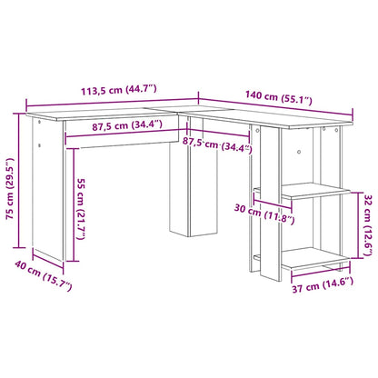 Eck-Schreibtisch mit Regal Artisan-Eiche 140 x 113,5 x 75 cm