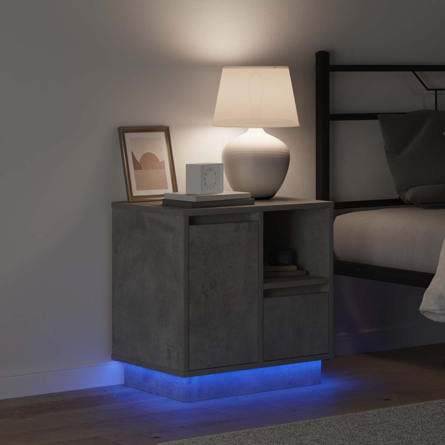 Nachttisch 2 pcs Beton Grau 50 x 34,5 x 50 cm Holzwerkstoff