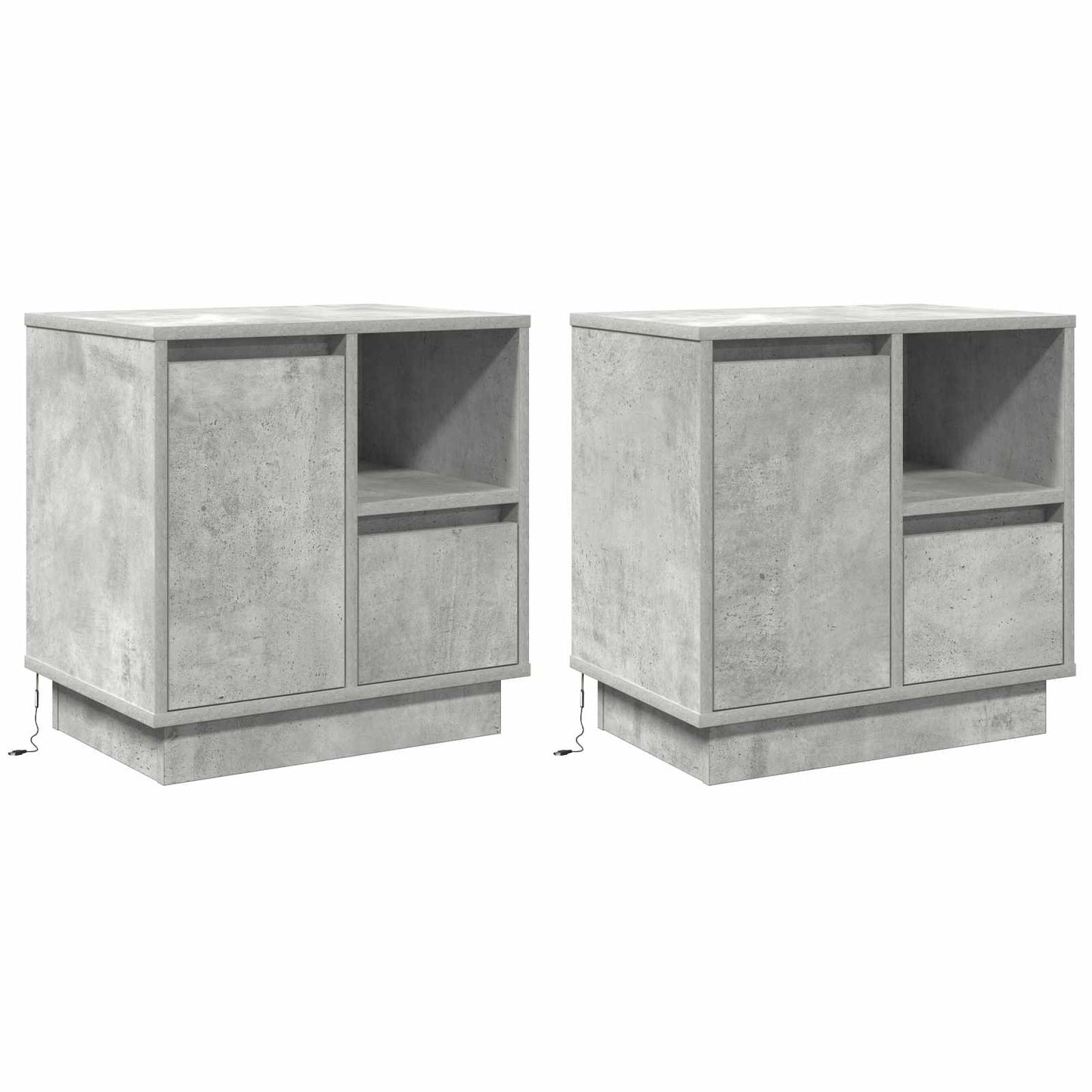 Nachttisch 2 pcs Beton Grau 50 x 34,5 x 50 cm Holzwerkstoff