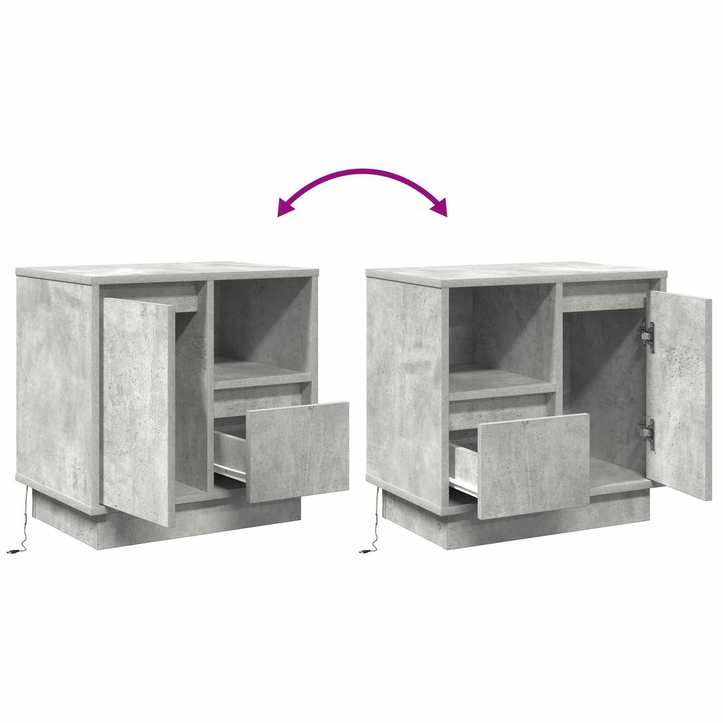 Nachttisch 2 pcs Beton Grau 50 x 34,5 x 50 cm Holzwerkstoff