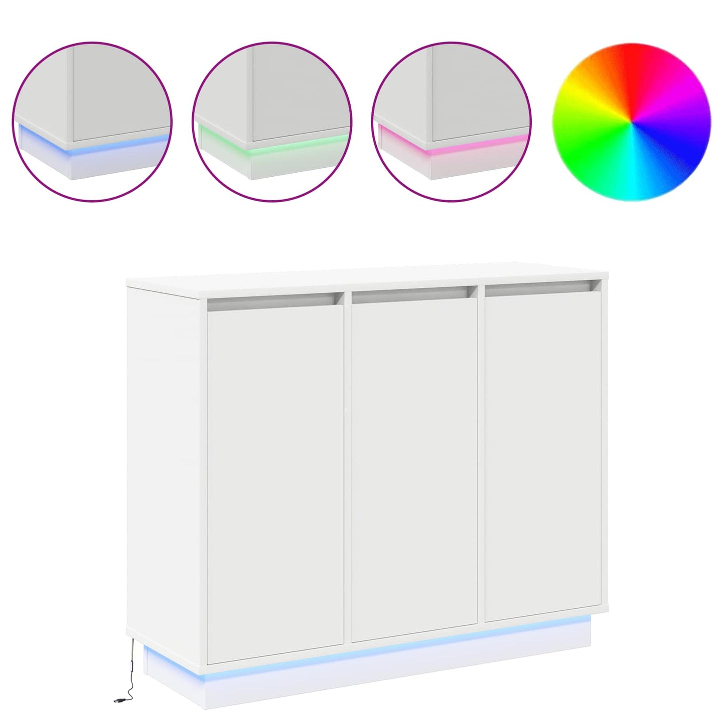 LED-Sideboard Weiß 90 x 32 x 75 cm Holzwerkstoff