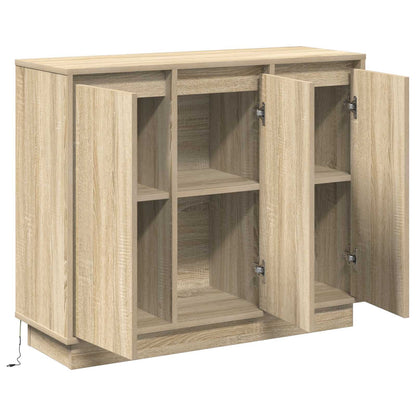 LED-Sideboard Sonoma-Eiche 90 x 32 x 75 cm Holzwerkstoff