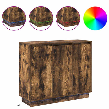 LED-Sideboard Geräucherte Eiche 90 x 32 x 75 cm Holzwerkstoff