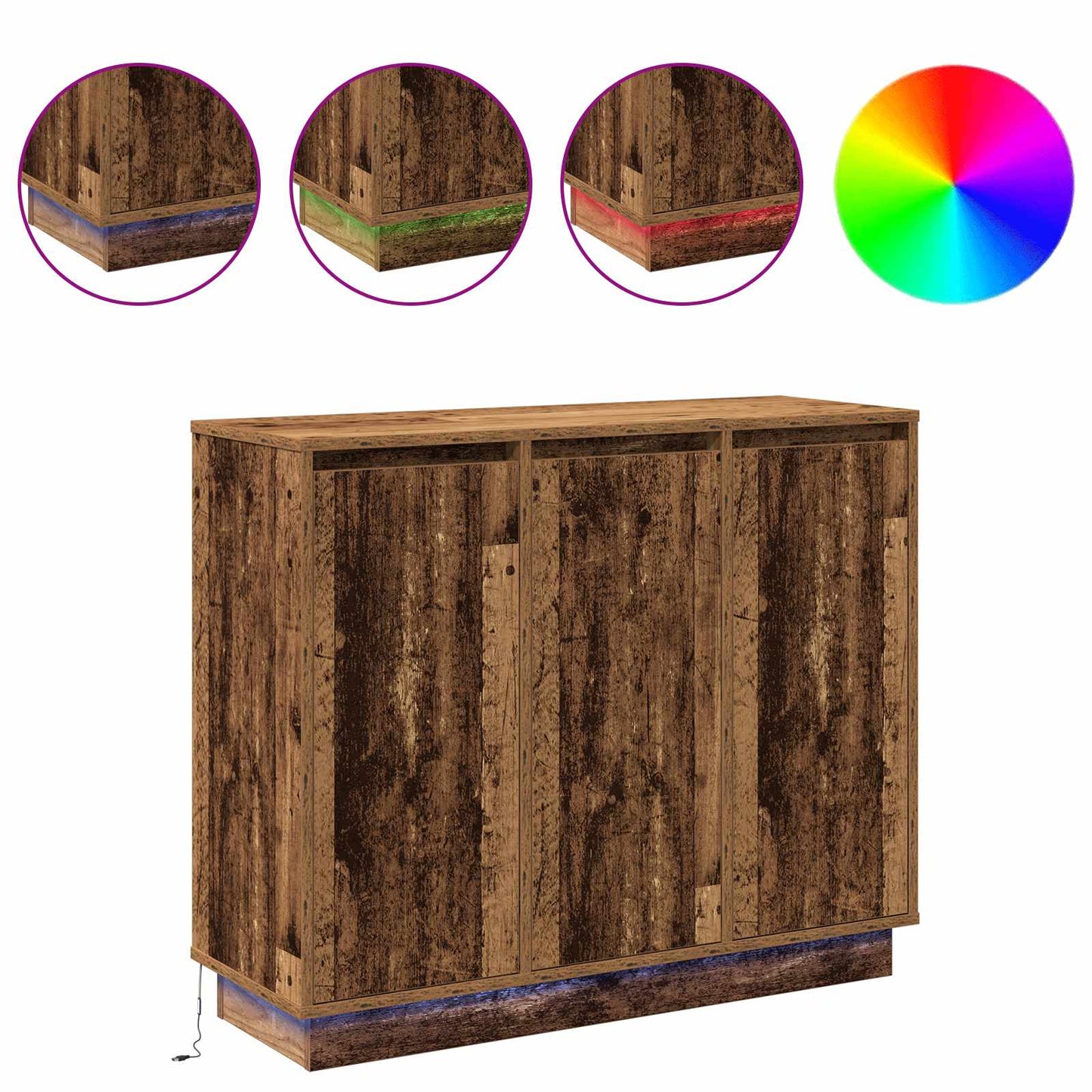 LED-Sideboard Altholz 90 x 32 x 75 cm Holzwerkstoff