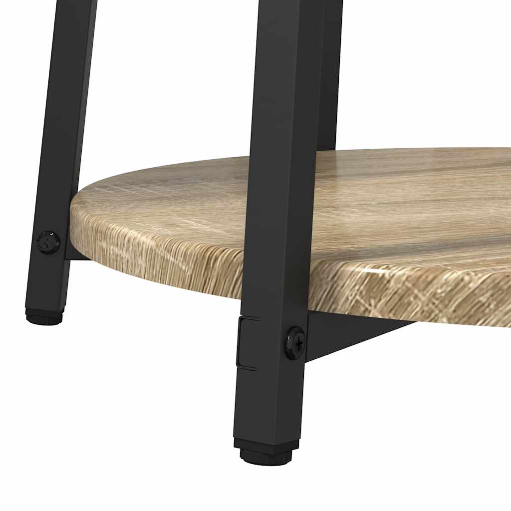 Beistelltisch-Set mit Regal 2 pcs Sonoma Eiche und Schwarz