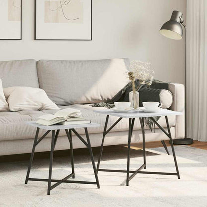 Beistelltisch-Set 2 pcs Grau Sonoma und Schwarz