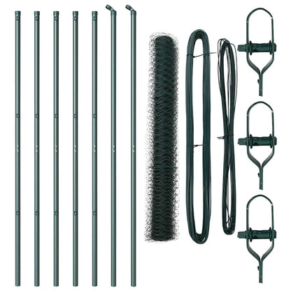 Zaunpfosten Grün 10 x 1 m (50 mm Netz) Stahl und PVC