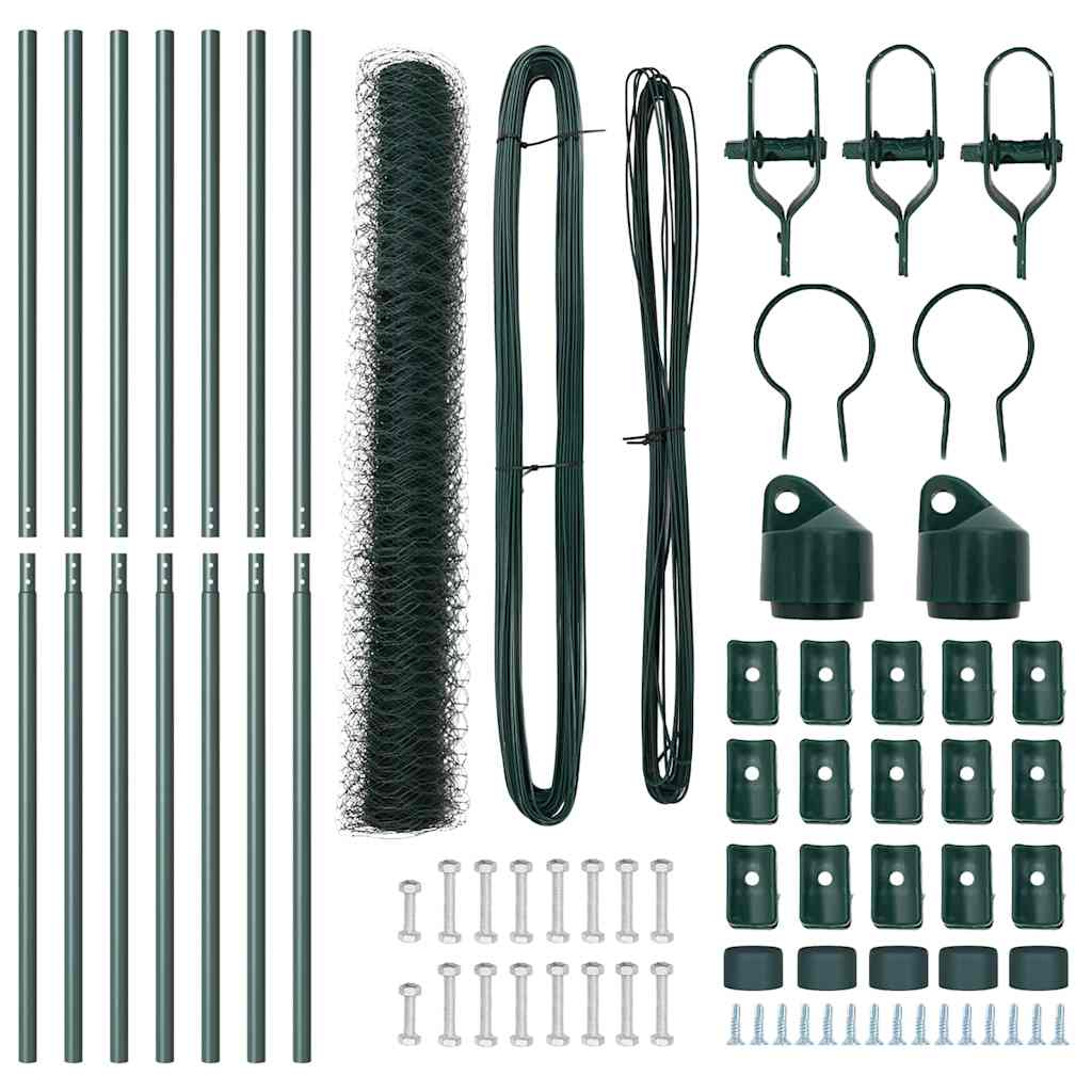 Zaunpfosten Grün 10 x 1 m (50 mm Netz) Stahl und PVC