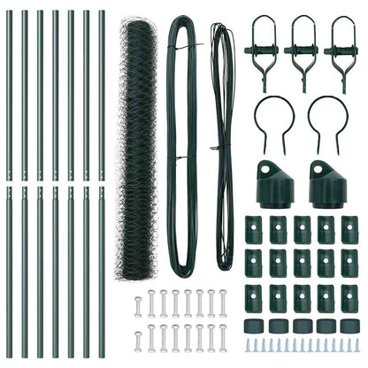 Zaunpfosten Grün 10 x 1 m (50 mm Netz) Stahl und PVC