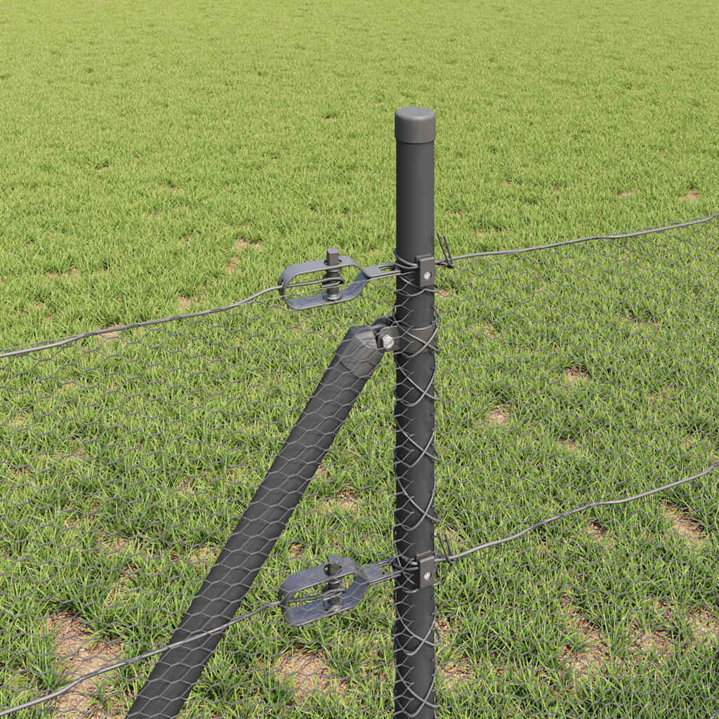 Zaunpfosten Grau 25 x 0,5 m (13 mm Maschen) Stahl