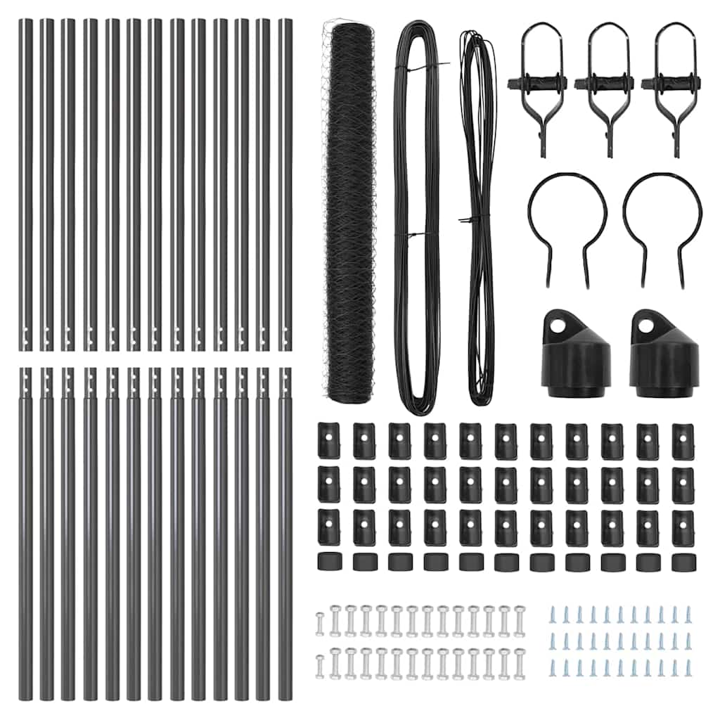 Zaunpfosten Grau 25 x 1,2 m (50 mm Maschen) Stahl