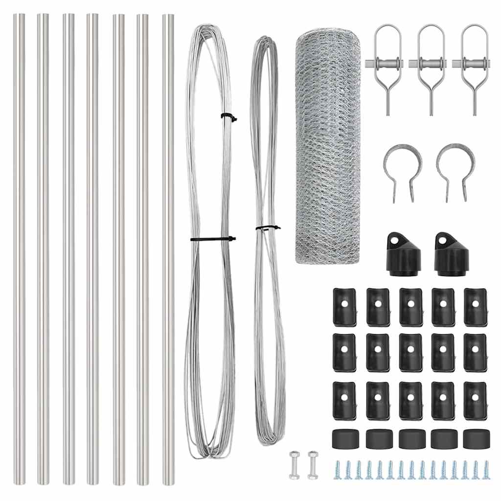 Zaunpfosten Silber 10 x 0,5 m (13 mm Netz) Stahl