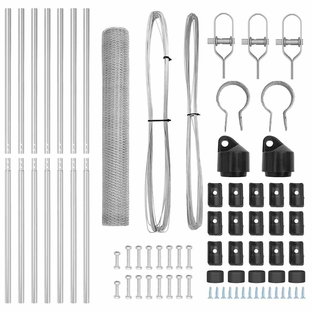 Zaunpfosten Silber 10 x 1,2 m (13 mm Maschen) Stahl